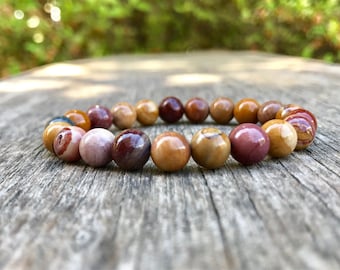 Hickoryite Bracelet Handmade 8mm Rhyolite Beaded Gemstone Bracelet Banded Hickoryite Stone Bracelet Unisex Bracelet Gift Bracelet