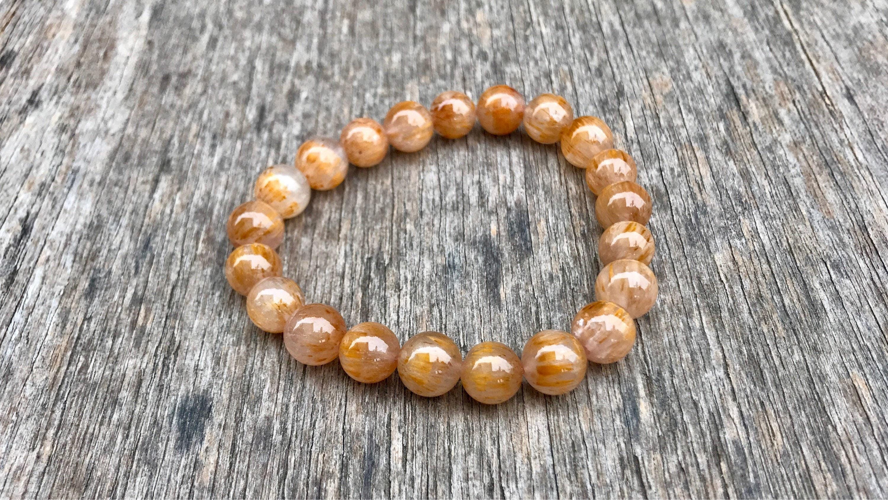 Chunky Cacoxenite Bracelet Handmade 9mm Exquisite Cacoxenite In Quartz Beaded Gemstone Bracelet Stack Bracelet Unisex Bracelet Gift Bracelet