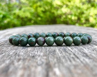 Bracciale in quarzo fantasma verde massiccio fatto a mano, grado AAA, bracciale con perline di lodolite da 7 mm, bracciale con lodelite, quarzo paesaggistico, quarzo scenico