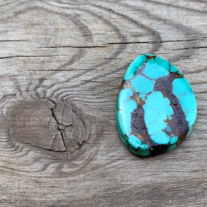 Hubei Turquoise Cabochon Fine Natural Polished Unbacked Hubei Turquoise Cab Irregular Shaped Cab Dark Green & Brown Chinese Turquoise