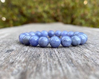 Tanzanite Bracelet 8.5mm Natural Violet Tanzanite Beaded Natural Purple Tanzanite Gemstone Bracelet Medium Purple Tanzanite Stack Bracelet