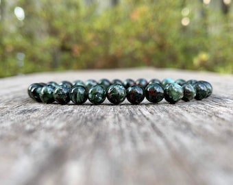 Sierlijke serafiniet armband 6 mm chroomgroen serafiniet edelsteen armband natuurlijke groene serafiniet armband Unisex armband cadeau armband