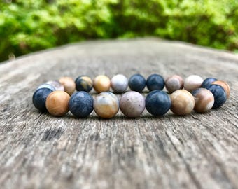 Picasso Jasper Bracelet Handmade 8mm Matte Picasso Jasper Beaded Gemstone Bracelet Stack Bracelet Unisex Bracelet Jasper Gift Bracelet
