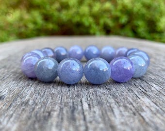 Chunky Tanzanite Bracelet 11.5mm Natural Violet Tanzanite Beaded Natural Purple Tanzanite Gemstone Bracelet Violet Tanzanite Stack Bracelet