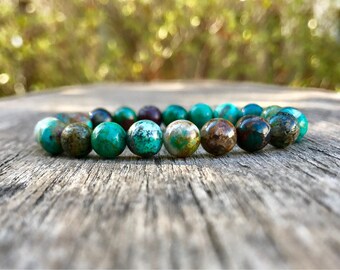 Chrysocolla Bracelet 8mm Grade A Green Brown Chrysocolla Bracelet American Chrysocolla Handmade Bracelet Unisex Bracelet Gift Bracelet