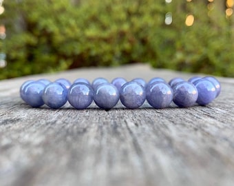 Chunky Tanzanite Bracelet 9mm Natural Violet Tanzanite Beaded Purple Tanzanite Gemstone Bracelet Medium Purple Tanzanite Stack Bracelet