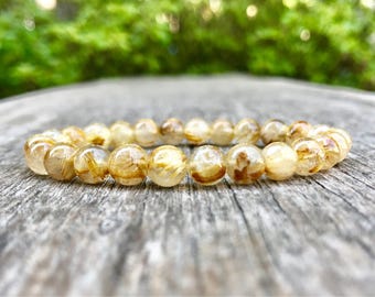 Dainty Golden Rutilated Quartz Bracelet Handmade Grade AA 7mm Gold Hair Quartz Bracelet Golden Rutile Quartz Gift Bracelet Stack Bracelet