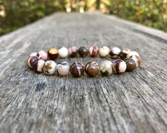 Zebra Jasper Bracelet Handmade 8mm Australian Zebra Jasper Beaded Gemstone Bracelet Stack Bracelet Unisex Bracelet Gift Bracelet