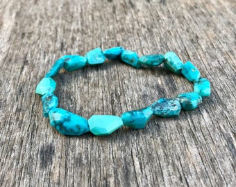 Faceted Sleeping Beauty Turquoise Nugget Bracelet 9-18mm Sleeping Beauty Turquoise Gemstone Bracelet Limited Edition Arizona Turquoise