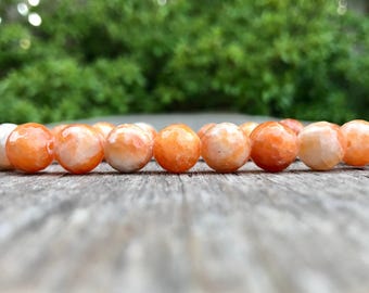 Chunky Faceted Orange Calcite Bracelet 10mm Orange Calcite Beaded Gemstone Bracelet Bracelet Stack Bracelet Unisex Bracelet Gift Bracelet