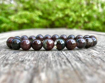 Bracciale in quarzo fantasma verde, fatto a mano, grado AAA, 8 mm, con perline di lodolite, bracciale in lodelite, quarzo paesaggistico, quarzo panoramico