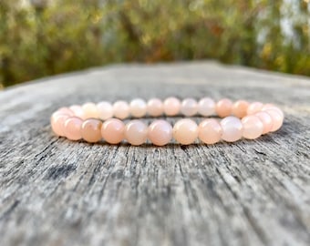 Sierlijke roze aventurijn armband 6 mm roze avonturijn kralen edelsteen armband lichtroze stenen stapel armband unisex armband