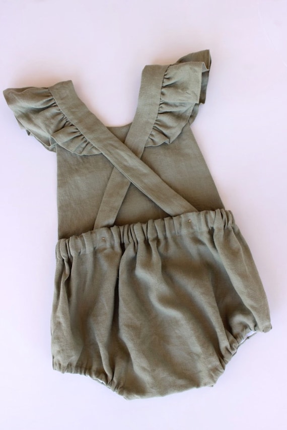 linen baby romper