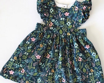 Rifle Paper Co. Herb Garden Girls Pinafore Dress - Baby Pinafore Dress - Toddler Pinafore Dress - Floral Pinafore Dress
