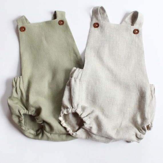linen baby romper