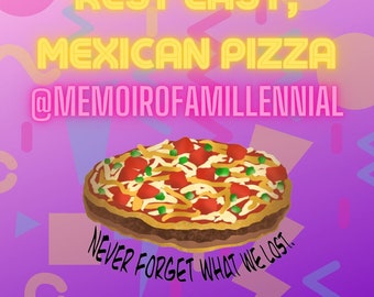 Taco Bell Pegatina inspirada en la pizza mexicana, Pizza mexicana, Nunca olvidar, Cosas milenarias, Estética de los 90, Pegatina de Taco Bell, Comida divertida