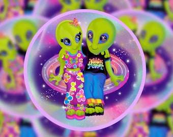 90's Aliens, 90's throwback, 90's nostalgia, 90's stickers, Alien stickers, 90's kids, 90's girls, Aliens, Outer Space Stickers, LF Aliens