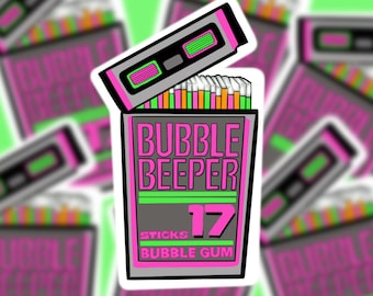 90's Bubble Beeper Bubblegum Sticker, 90's kid, 90's aesthetic, 90's Snacks, 90's Girl, Throwback Stickers, 90's Vintage Stickers