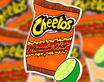 Flamin' Hot Cheetos Sticker, Hot Cheetos and Lime, 90s Stickers, Mexican Snack Stickers, Middle School Snacks, Hot Cheetos Aesthetic