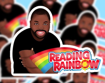 Reading Rainbow Sticker, Reading Rainbow Logo, LeVar Burton, PBS shows, 80s Kids, 90s Kids, Millennial TV Shows, 90s Stickers