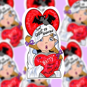 Ghostly Valentine Sticker, Vintage style Valentine, Halloween Valentine, Spooky Valentine, Spooky aesthetic, Valentines day sticker