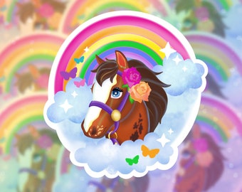 90's Horse Sticker, Cloud Chaser, 90's Rainbow Sticker, 90's Girls, 90's Stationery, 90's Stickers, 90's Aesthetic, 90's Kids, 90's