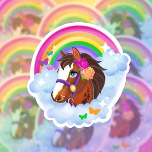 90's Horse Sticker, Cloud Chaser, 90's Rainbow Sticker, 90's Girls, 90's Stationery, 90's Stickers, 90's Aesthetic, 90's Kids, 90's