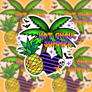 Hot Ghoul Summer Sticker, Hot Ghoul Halloween, Spooky Season, Summerween Stickers, 90's Aesthetic, Halloween Aesthetic, 90's Halloween