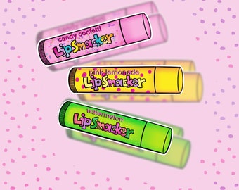 Lip Smacker Stickers, 90's Girl Stickers, 90s Lip Smacker, 90's Girl Lip Kit, 90's Throwback, 90's Vintage, Millennial Stickers