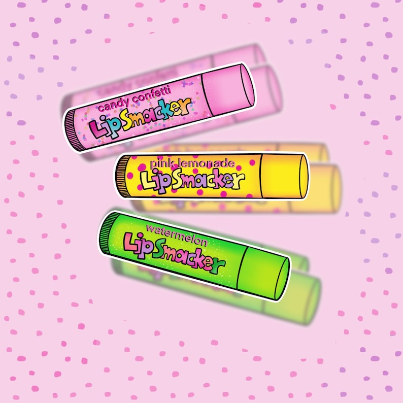 Lip Smacker Stickers, 90's Girl Stickers, 90s Lip Smacker, 90's Girl Lip Kit, 90's Throwback, 90's Vintage, Millennial Stickers image 1