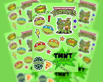 90's Turtles Sticker Sheet, Teen Turtles, TMNT Stickers, Turtle Sticker Sheet, 90's Sticker Sheet, Millennial Stickers, 90s Kid Stickers