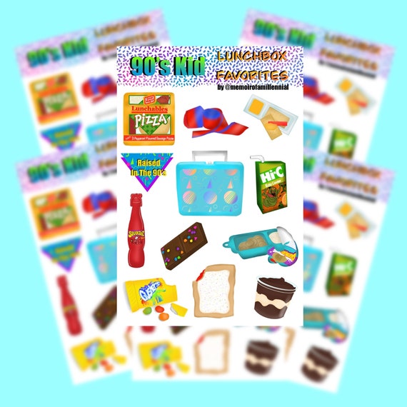 90's Kid Lunchbox Favorites Sticker Sheet 90's - Etsy