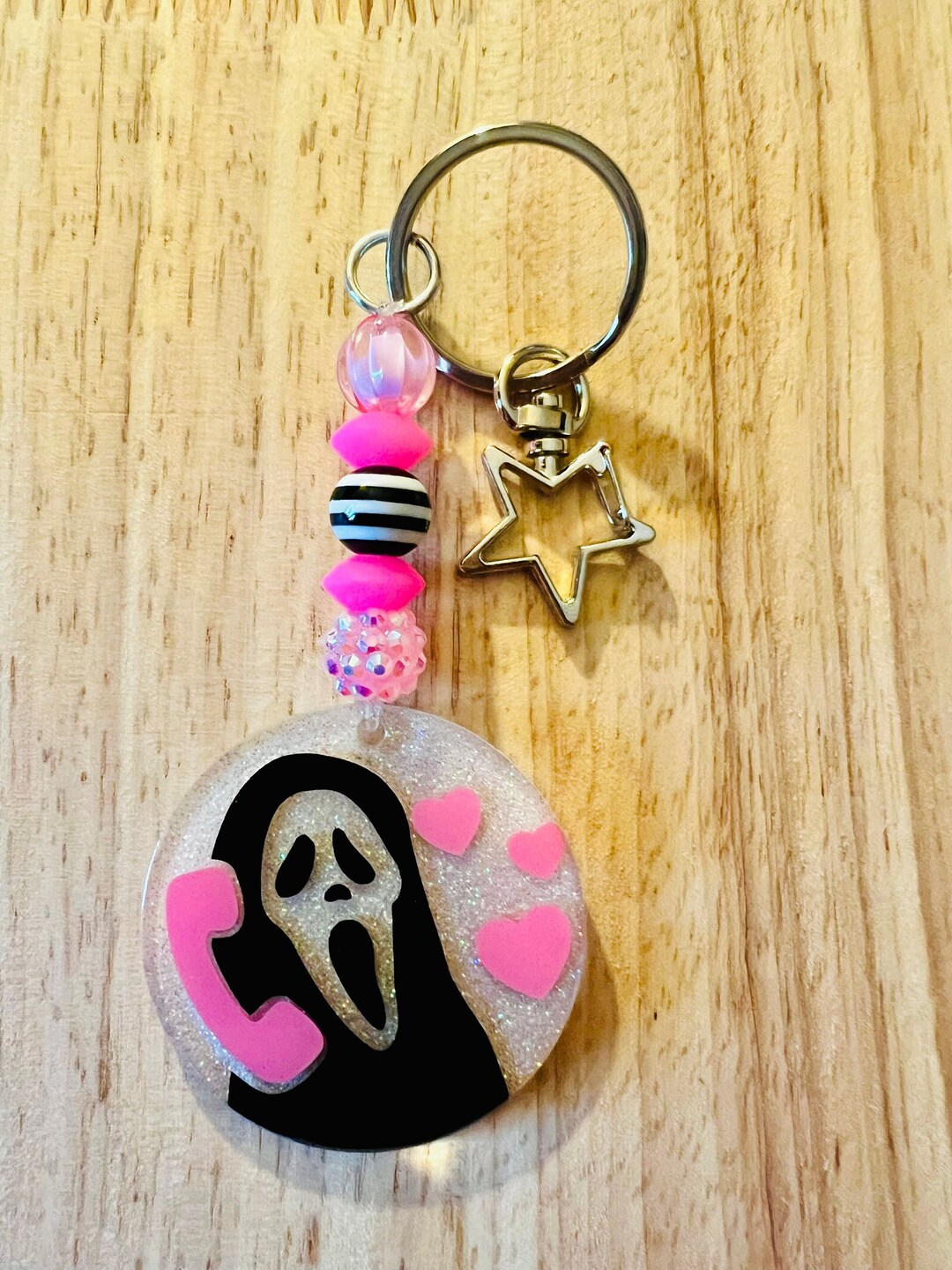 Ghostface Keychain, Scream Keychain, Call Me Keychain, Teen Gift, Pink