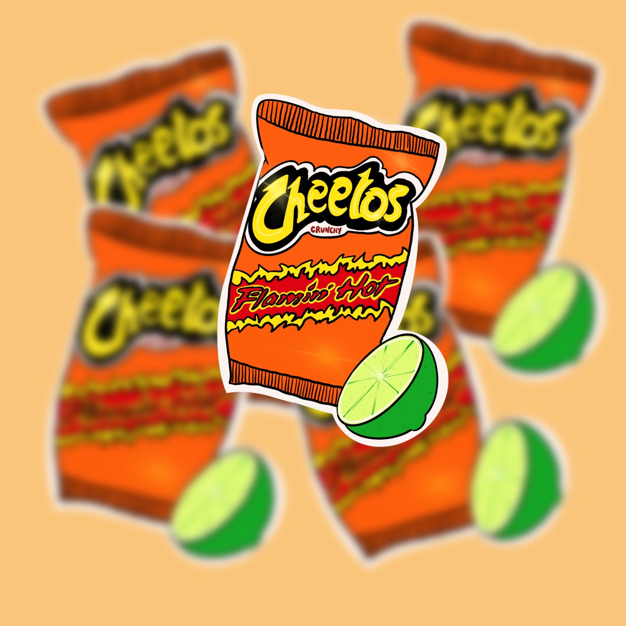 Flamin' Hot Cheetos Sticker Hot Cheetos and Lime 90s - Etsy
