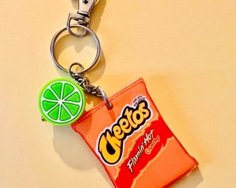 Hot Chips Keychain, Hot Chips and Lime, Trendy Keychain, Teen Gift, Hot Girl Keychain, Cheeto Girl Keychain, Funny Keychain