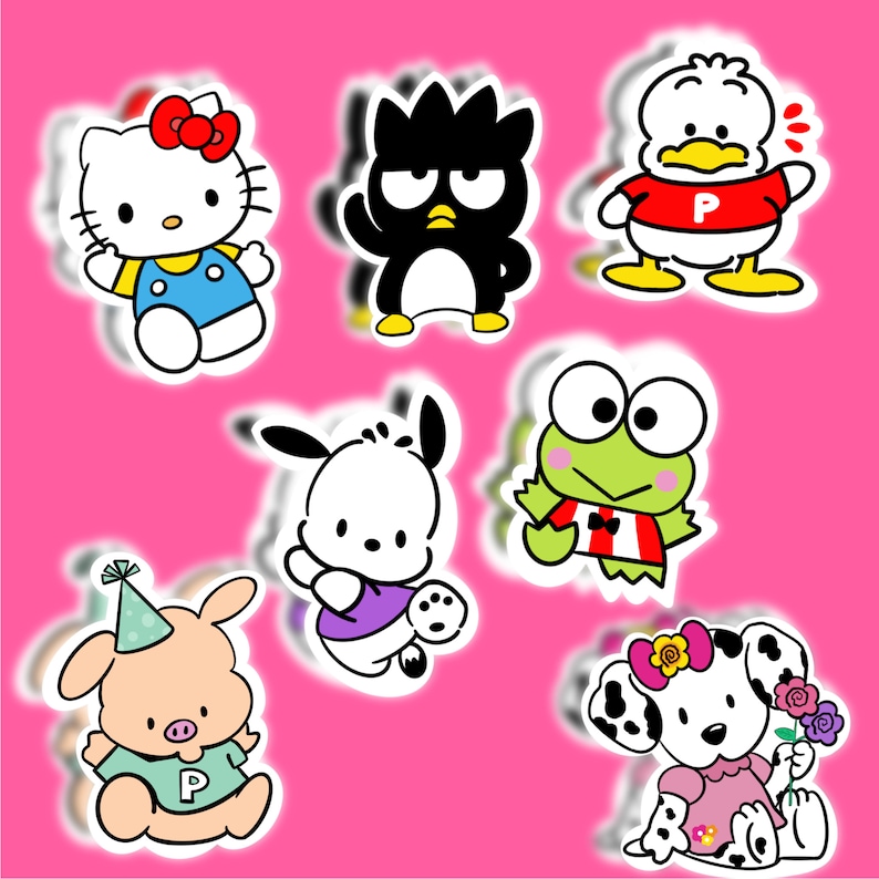 Sanrio inspire Hello Kitty and Friends stickers, Kerroppi, Badtz Maru Pekkle Pochacco Sanrio Stickers 90s aesthetic 90s stickers image 1