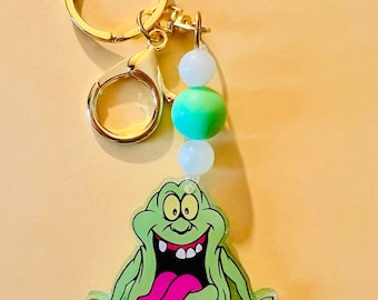 Slimer Keychain, Slimey Ghost, Its Slime Time, Ghostbusters Keychain, Nostalgic Keychain, Millennial Gift, Gen Z, Gen X, Ghost Keychain