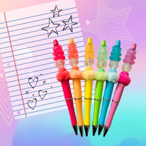 Gummy Bear Pen, Beaded Pen, Teen Gift, Teacher Gift, Rainbow Pen, Pride Pen, Rainbow, Gummy Bears, Candy Theme, Custom Pens, Custom Gift image 1