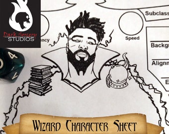 Geïllustreerd personageblad voor Dungeons & Dragons 5e