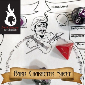 Illustrated Bard Character Sheet for Dungeons and Dragons 5e