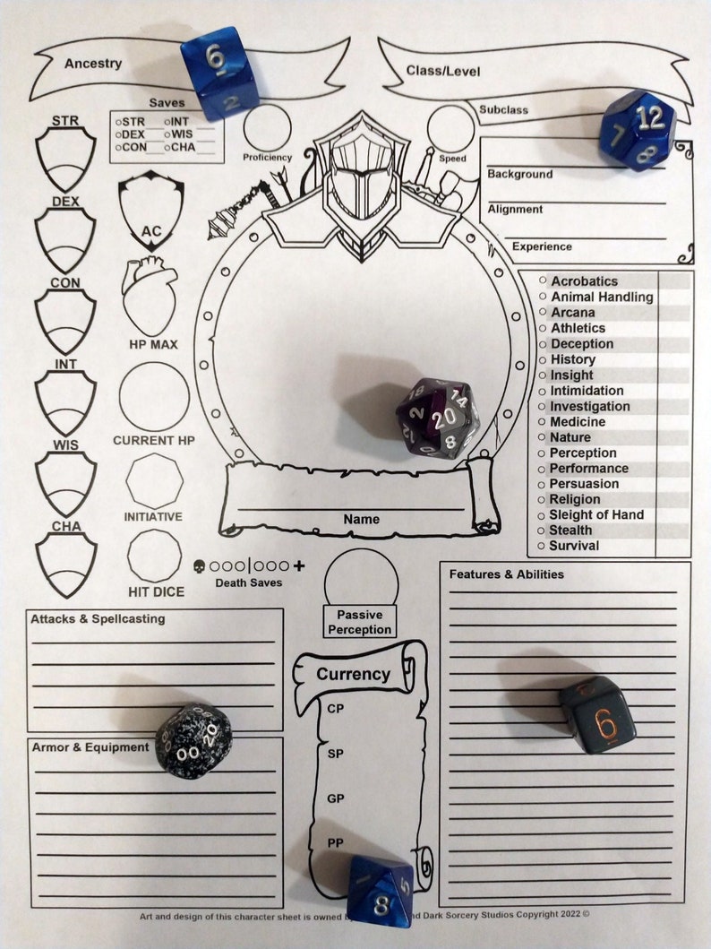 Illustrated Fighter Character Sheet for Dungeons & Dragons 5e Etsy