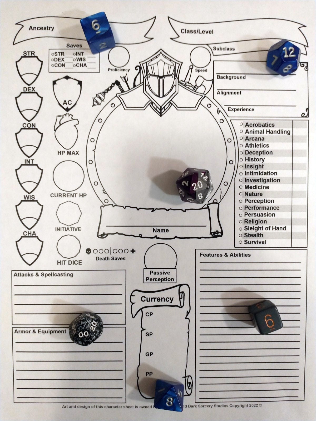 Illustrated Fighter Character Sheet for Dungeons &amp; Dragons 5e - Etsy