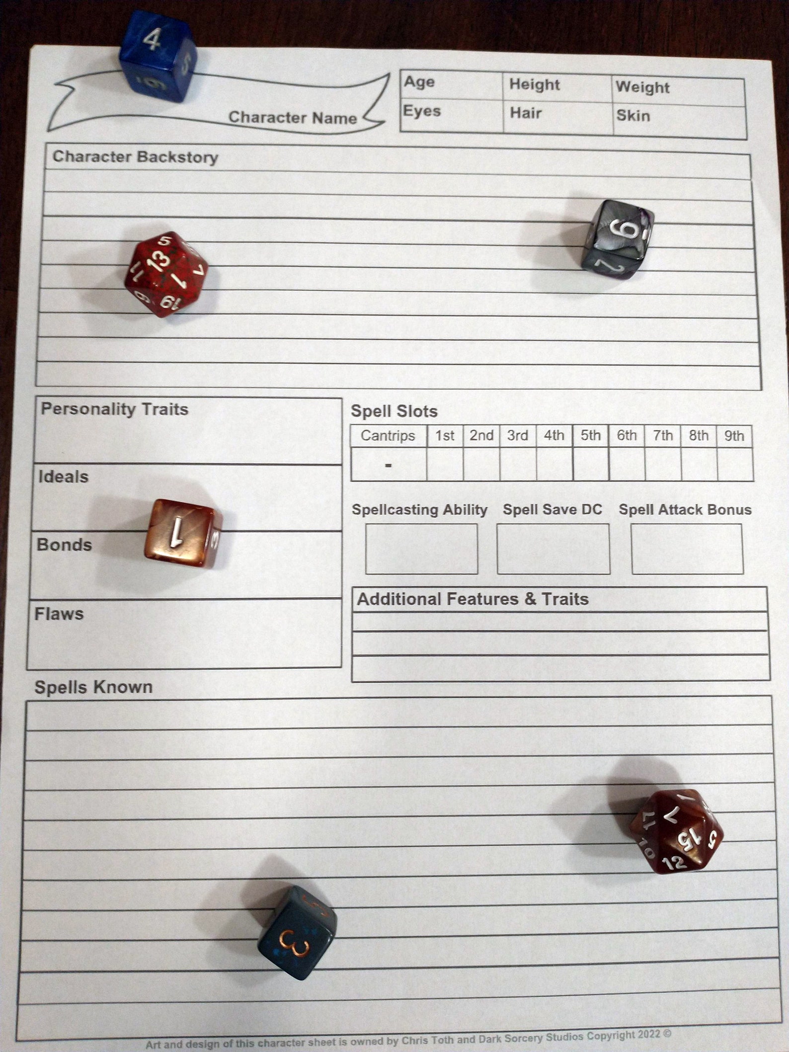 Illustrated Wizard Character Sheet for Dungeons &amp; Dragons 5e - Etsy México