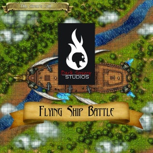 Battle Map for Virtual Tabletop RPGs like Dungeons & Dragons and Pathfinder - Flying Ship Battle
