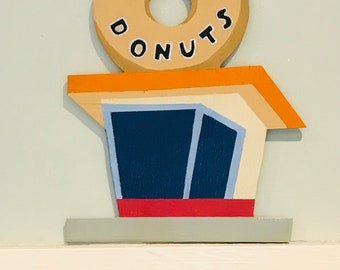 Mid-Century Modern Googie Icon Randy’s Donuts Hand painted  doorframe / picture ornament