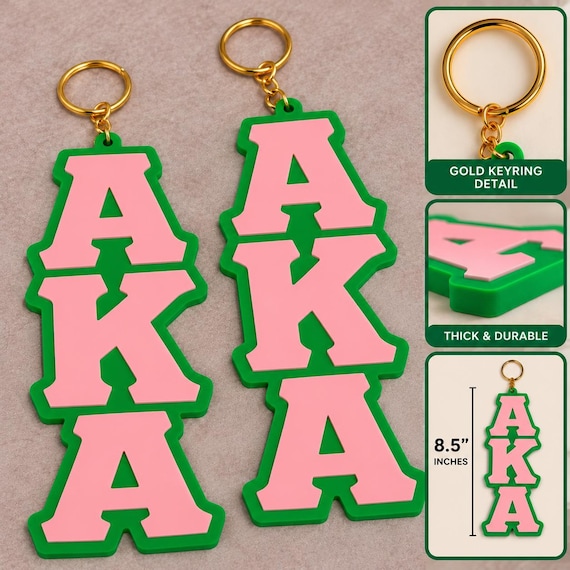 Oversized Green and Pink Sorror Keychain | 8.5 Inch Pink & Green 3D Printed Bag Charm | Alpha K A Inspired Accessory | Sorority Gift