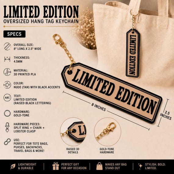Limited Edition Oversized 3D Printed Keychain | 8" Statement Bag Charm | Book Lover Gift | Reader Accessory