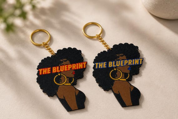Black Girl The Blueprint 3D Printed Keychain | Black Girl Magic Purse Charm | Afro Queen Bag Accessory | Melanin Gift