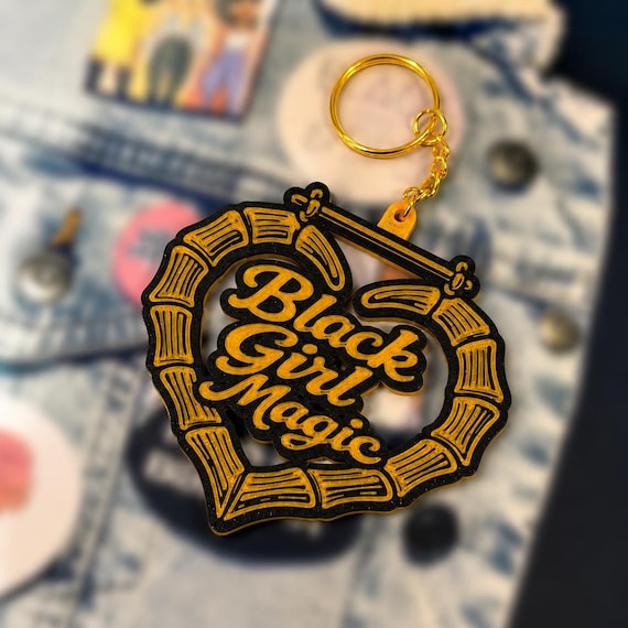 Black Girl Magic 3D Printed Keychain Bamboo Heart Charm | Melanin Gift | Purse Charm | Black Girl Accessory