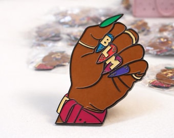 Black Lives Matter Enamel Pin 1.75” | BLM Raised Fist Pin | Black Girl Magic Activist Pin | Melanin Pride Jacket Tote Badge